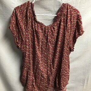 Faded Glory Burgundy Floral Boho Top - XXL (20)